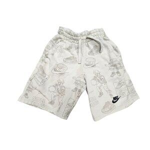 Nike Kids "Sole Food" Graphic Shorts M Beige‎ Pull On Sweats Drawstring Burger